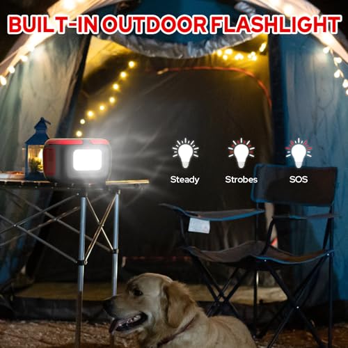 Portable Power Station 120W Outdoor Power Bank Generator with USB C Outlet - color: Grey Red