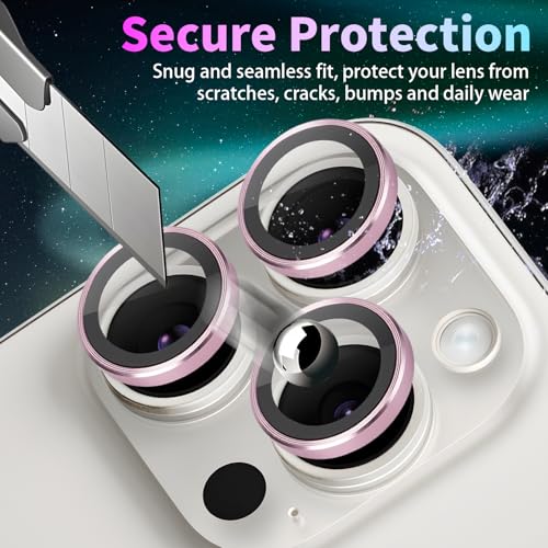 Camera Lens Protector for iPhone 15 Pro/15 Pro Max, Pink - color: Pink
