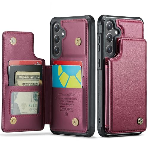 Kowauri for Samsung Galaxy S23 FE Case, PU Leather Wallet Case for Women Men with RFID Blocking Card Holder Slot Magnetic Closure Shockproof Protective Phone Cover for Samsung Galaxy S23 FE,Red - color: Red