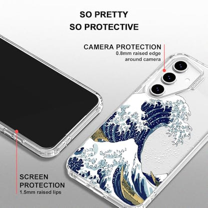 MOSNOVO Case for Samsung Galaxy S24 FE, [Buffertech 6.6ft Military-Grade Drop Protection] [Anti Peel Off Tech] Clear TPU Bumper Phone Case Cover Design - Great Wave - color: Clear - Great Wave, size: Samsung Galaxy S24 FE