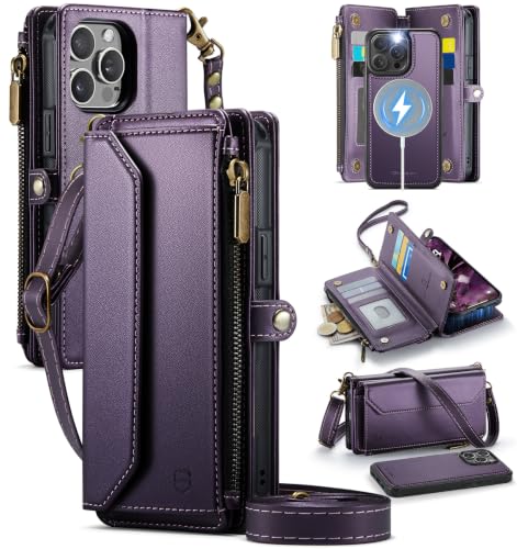 Strapurs for iPhone 15 Pro Max Magnetic Detachable Wallet Case, Purple - color: (Detachable with Magsafe)-Purple, size: iPhone 15 Pro Max - 6.7"
