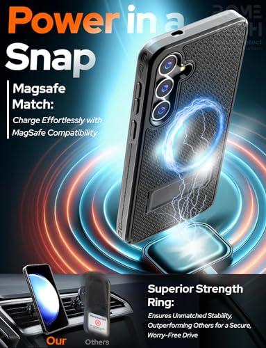 Designed for Samsung Galaxy S24 Case with Belt Clip Holster | Rugged Cover with Strong Magnet & Kickstand Heavy Duty Combo - Black - color: Black, style: Galaxy S24