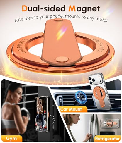 GripMate 2nd Magnetic Phone Ring Holder, Slim MagSafe Finger Loop Grip - color: Orange