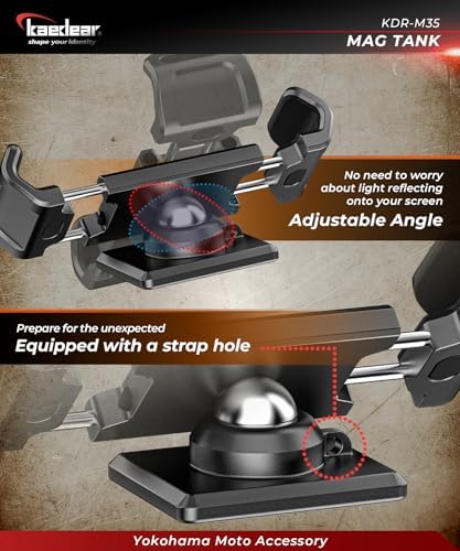 Kaedear Magnetic Motorcycle Phone Mount, 360° Rotating, KDR-M35-S - color: Silver