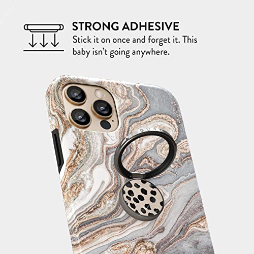BURGA Cell Phone Ring, Holder Grip and Stand - Finger Phone Grip for Back of Smartphone Case, Kickstand 360 Rotation, Universal Ring for iPhone Samsung Galaxy Huawei Google Pixel, Stylish Accessories - color: Almond Latte, style: Gunmetal