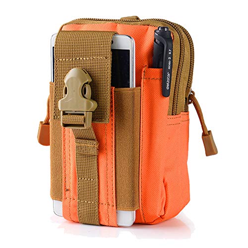 Tactical Waist Belt Bag | Universal Outdoor EDC Military Holster Wallet Pouch Phone Case Gadget Pocket for iPhone X 8 7 6 6s Plus Samsung Galaxy S8 S7 S6 S5 S4 S3 Note 8 5 4 3 2 LG HTC - color: Orange