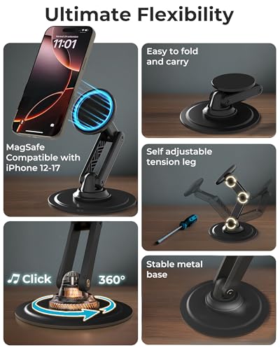 Cooper Mag360 Magnetic Phone Stand for Desk, MagSafe Stand for iPhone 17 - color: Stealth Black
