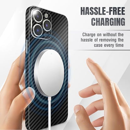 2Pcs Skin Wrap Compatible for iPhone 15 Pro – Slim Decal Vinyl Protective Film for Sides & Back – Sleek Fit, Premium Look – Compatible with All iPhone 15 Pro Cases - Carbon - color: Carbon