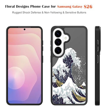 for Samsung Galaxy S26 5G Case: Cute Flowers Floral Design for Girls Women Translucent Matte Slim Soft TPU Bumper Shockproof Silicone Cell Phone Cover (Great Wave) - color: Great Wave