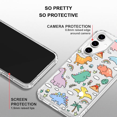 MOSNOVO Case for Samsung Galaxy S24 FE, [Buffertech 6.6ft Military-Grade Drop Protection] [Anti Peel Off Tech] Clear TPU Bumper Phone Case Cover Design - Dinosaur Land - color: Clear - Dinosaur Land, size: Samsung Galaxy S24 FE