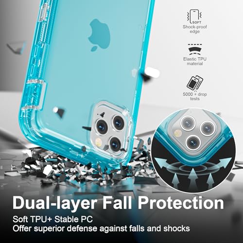Follaroma for iPhone 11 Pro Max Case, 6.5 inch, Crystal Blue | Heavy Duty Shockproof Protection Phone Cases, Anti-Drop, Military Grade Dual Layer Transparent Rugged Protective Cover - color: Blue, size: iPhone 11 Pro Max 6.5‘’