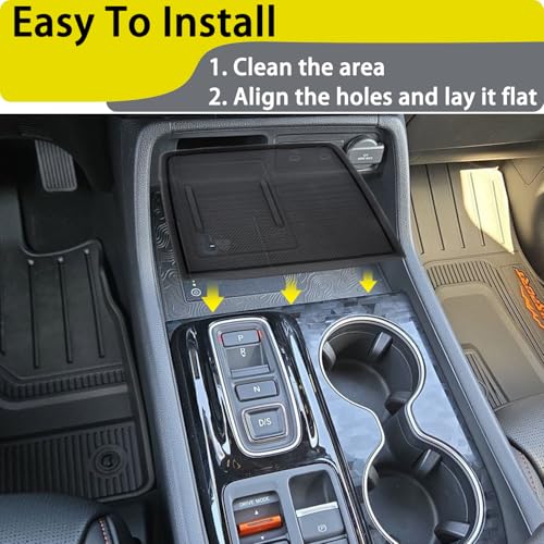 Center Console Silicone Mat Fit for Honda Pilot Accessories 2023-2026 - color: Black