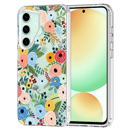 MOSNOVO Case for Samsung Galaxy S24 FE, [Buffertech 6.6ft Military-Grade Drop Protection] [Anti Peel Off Tech] Clear TPU Bumper Phone Case Cover Design - Pastel Floral Garden - color: Clear - Pastel Floral Garden, size: Samsung Galaxy S24 FE