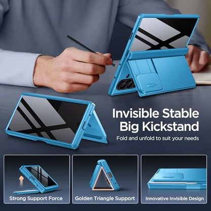 TONGATE Wallet for Z Fold 7 Case with Privacy Screen Protector, Lake Blue - color: Lake Blue