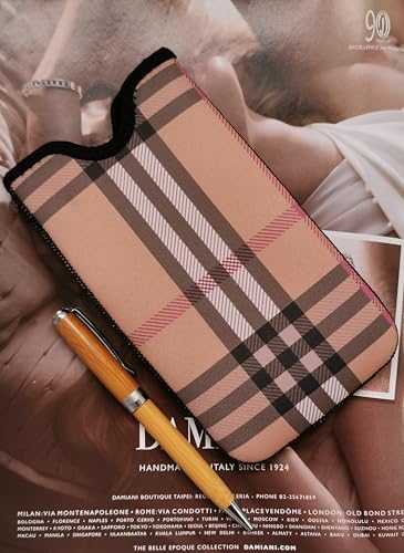 Tainada Neck Cell Phone Pouch Case Holder w/Belt Loop (Camel Brown Plaid) - color: Camel Brown Plaid