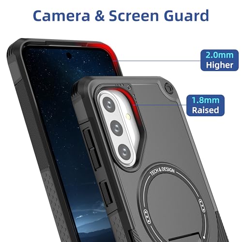 for Galaxy A37/A36-5G Case Military-Grade Dropproof Phone/Invisible Kickstand with MagSafe/HD Screen Protector, Protective Magnetic Phone Cover for Samsung Galaxy A37 4G/5G&A36 5G (Black) - color: Black