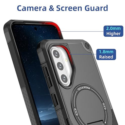 for Galaxy A37/A36-5G Case Military-Grade Dropproof Phone/Invisible Kickstand with MagSafe/HD Screen Protector, Protective Magnetic Phone Cover for Samsung Galaxy A37 4G/5G&A36 5G (Black) - color: Black
