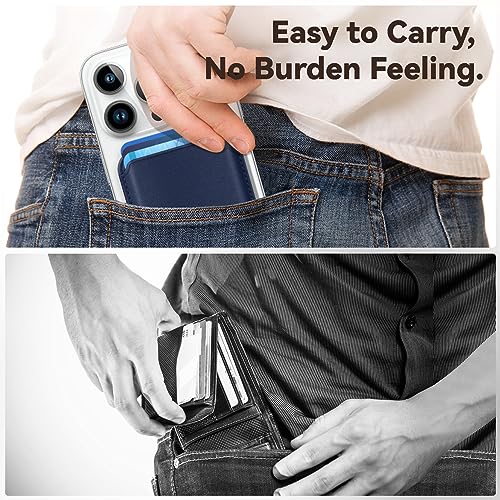 KRTALS Magnetic Wallet Cell Phone Card Holder for Phone Case with Mag-Safe | Stronger Magnetic RFID Leather Phone Wallet Stick on Series of iPhone 17/16/15/14/13/12 and Pro/Promax, Indigo Blue - color: Indigo Blue, size: 1 Pack