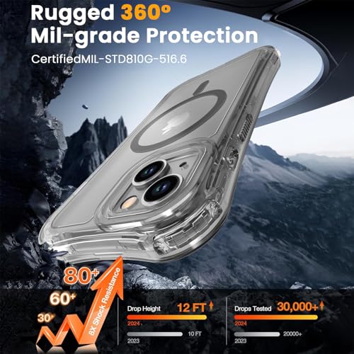 WRJ Magnetic Clear for iPhone 13 Case,iPhone 14 Case,[Compatible with MagSafe][Military Grade Drop Protection] Transparent Full Body Shockproof Protective Phone Case-Black - color: Black, style: Transparent