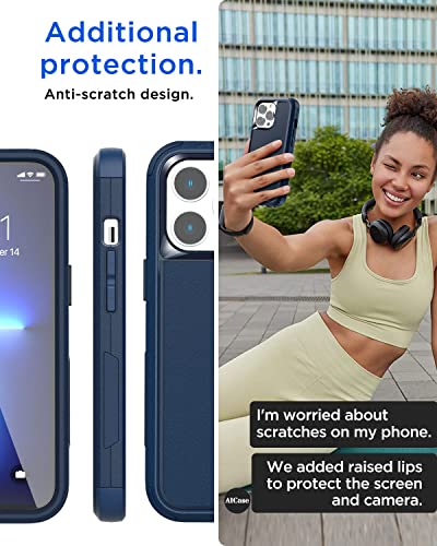 AICase for iPhone 13 Pro Max/iPhone 12 pro max Case,Heavy Duty Protective Phone Case Military Full Body Protection Shockproof/Dustproof/Drop Proof Rugged Durable-Sea Blue - color: Sea blue