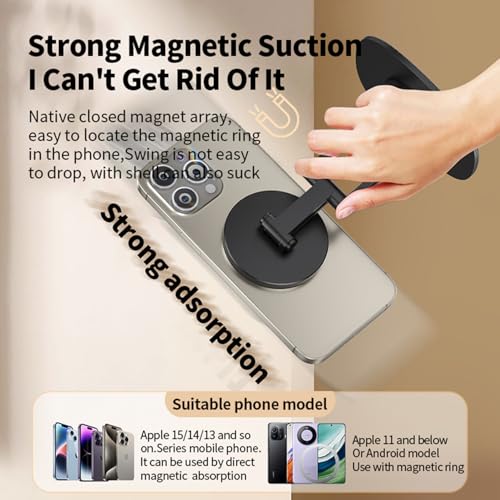 Magnetic Phone Stand for Desk 360 Rotating Adjustable Foldable Aluminum for MagSafe Cell Phone Stand Holder with Non-Slip Base Desk Stand for iPhone 17 16 Pro Max/15/14/13/12 Plus Air (White) - color: White