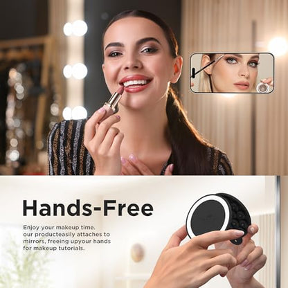 Magnetic Suction Cup Phone Mount with MagSafe, Silicone Hands-Free Grip Holder for iPhone Case and Android, Mirror Shower Phone Stand for Makeup FaceTime Gym Kitchen Bathroom, Black - color: Black