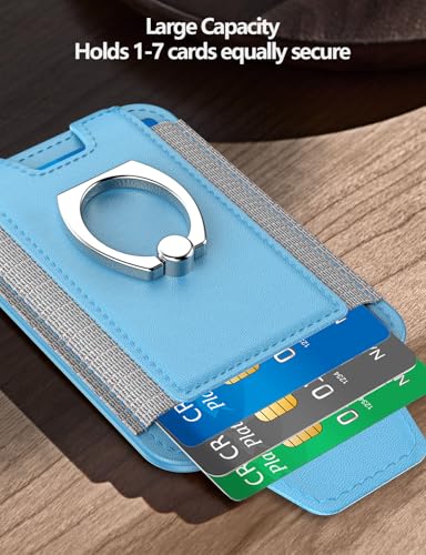 for Magsafe Wallet with Grip, 6-Card Holder; Stronger Magnetic Phone Wallet - color: Light Sky Blue
