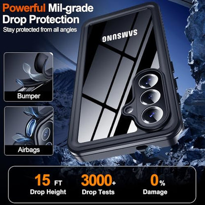 xiwxi for Samsung Galaxy S26 Case Waterproof,[IPX8 Underwater Case][Full Body Shockproof & Military Dropproof] Built-in Screen & Camera Lens Protector for Galaxy S26 6.3"-Black - size: For Samsung S26-6.3"
