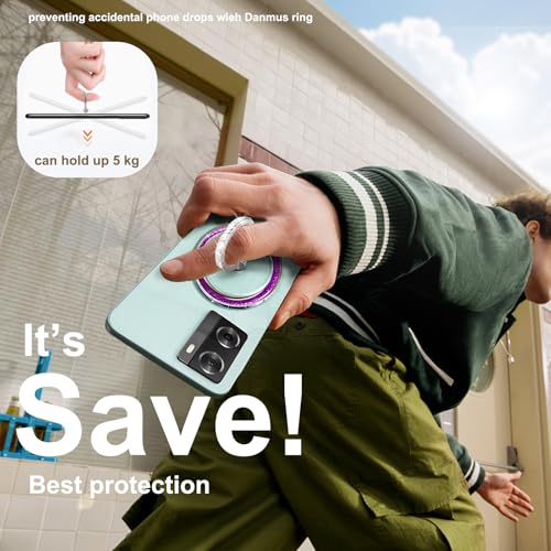 Transparent Shiny Magnetic Phone Ring Holder,360° Rotatable Removable Phone Grip,Clear Purple Sparkle Diamond Stylish Design Compatible with All Phones & Tablets - color: Clear Purple