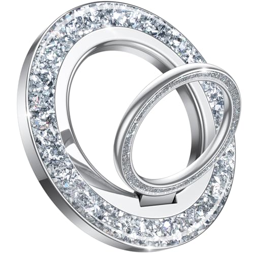 Lamicall Magnetic Phone Ring for MagSafe, Super Magnet Glitter Silver Grip - color: Pretty Silver