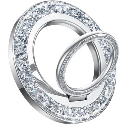 Lamicall Magnetic Phone Ring for MagSafe, Super Magnet Glitter Silver Grip - color: Pretty Silver