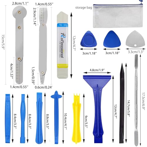 Spudger Tool Kit, 18 Piece Cell Phone Pry Tool, Metal Spudger, Plastic Pry Tool, Pry Tools for Electronics, Cell Phone Repair Tool Kit for iPhone, Laptop, iPad, Cell Phone, Tablet, Computer