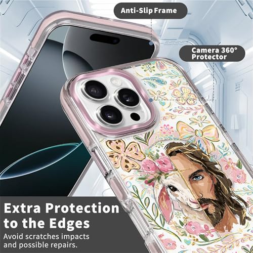VisEnt Clear Case for iPhone 16 Pro, Magnetic Phone Case, Transparent Slim Cover, Military Grade Protection, Shockproof, Anti-Yellowing, Scratch Resistant, Christian Jesus Lamb - color: Christian Jesus Lamb, size: Iphone 16 Pro