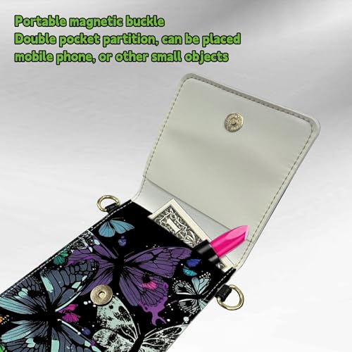 Small Crossbody Bags with Adjustable Shoulder Strap - color: Colorful Butterflies