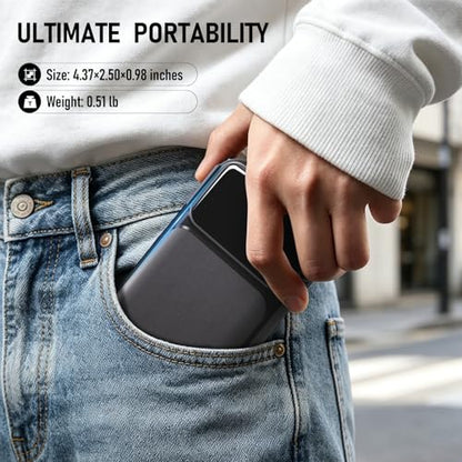Portable Charger with Built-in Wall Plug and Cables, 22.5W Fast Charging Power Bank, USB-C and Lightning Cables, 4-Device Travel Battery Pack for iPhone, Samsung and iPad - color: Black