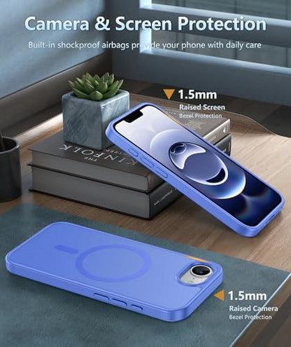 FNTCASE for iPhone 17e/16e Case Silicone Magnetic | Compatible with MagSafe, Screen Protector, Matte Textured, Military Grade Drop Protection Slim Rugged Shockproof Phone Cover - color: Ultramarine
