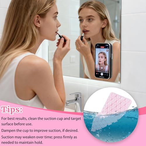4 Pack Silicone Suction Cup Phone Case Mount Double Sided Detachable, Reusable Strong Grip Holder Hands-Free Phone Accessories for Selfies & Videos (Pink+Black+Rose+White) - color: Black+Pink+Rose+White