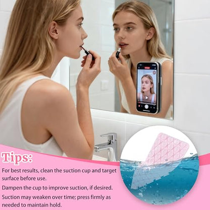 4 Pack Silicone Suction Cup Phone Case Mount Double Sided Detachable, Reusable Strong Grip Holder Hands-Free Phone Accessories for Selfies & Videos (Pink+Black+Rose+White) - color: Black+Pink+Rose+White