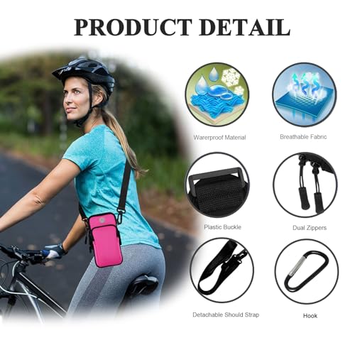 Phone Holder for Running Armband Cell Phone Holder,Small Purses for Women Crossbody Kids,iPhone 11 12 13 14 15 16e 16 17 Pro Max Xs Xr X Plus Mini Galaxy Ultra S26 S25 Note Bags Gym Arm Bands - color: 7-Pink with Crossbody Strap&Hook