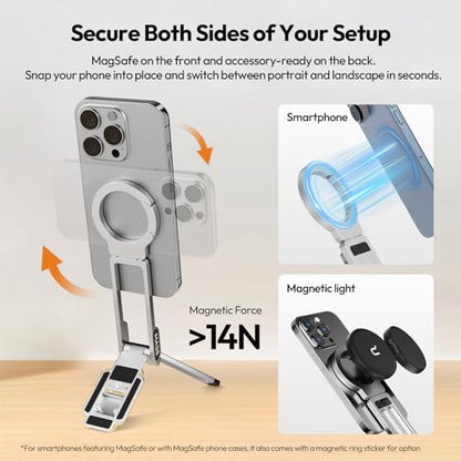 ULANZI MA38 Magnetic Phone Tripod for iPhone, Portable Phone Holder Silver - color: Lunar Silver
