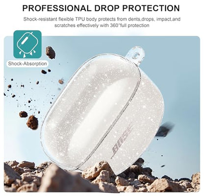 Aircawin for Bose QuietComfort Earbuds II/QuietComfort Ultra 1/2 Case Clear - color: Clear Glitter