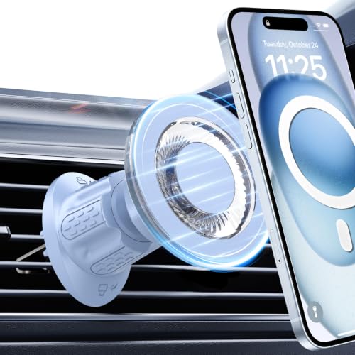 for MagSafe Car Mount,【22 N55 Super Magnets】 Magnetic Phone Holder for Car Air Vent, Cell Phone Mount Car Accessories Compatible with iPhone 17 16 15 14 13 12 Pro Max (Mist Blue) - color: Mist Blue