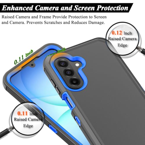 Rugged Phone Case for Samsung Galaxy A18/A17 | Belt Clip Holster & Kickstand Heavy Duty Shockproof Protective Full Body Case (Black+Blue) - color: Black+Blue