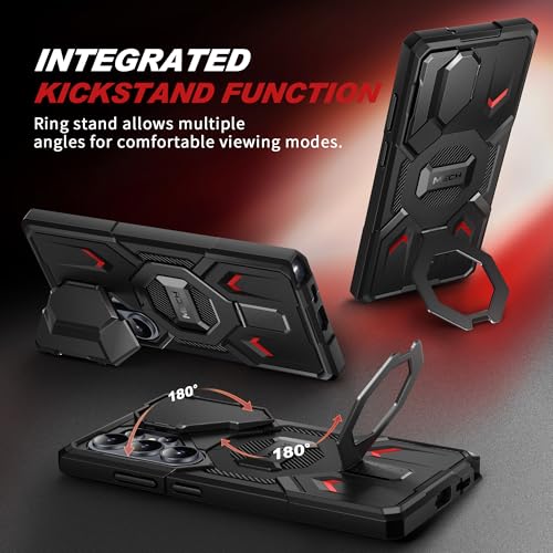 TONGATE Magnetic Stand for Samsung Galaxy S26 Ultra Case, Compatible with Magsafe, [Camera Cover & 2 Front Frames][Military Drop Protection] S26 Ultra Case Built-in Screen Protector & Belt Clip, Black - color: Black