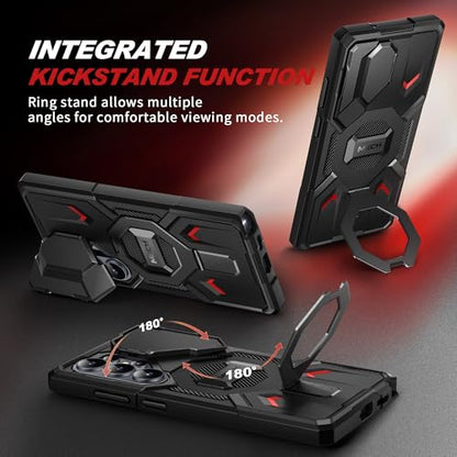 TONGATE Magnetic Stand for Samsung Galaxy S26 Ultra Case, Compatible with Magsafe, [Camera Cover & 2 Front Frames][Military Drop Protection] S26 Ultra Case Built-in Screen Protector & Belt Clip, Black - color: Black