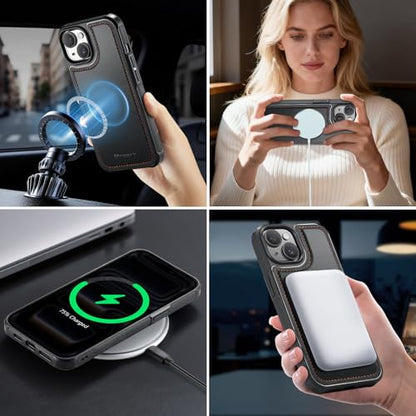 Strapurs for iPhone 15 Plus Magnetic Detachable Wallet Case, Black - color: (Detachable with Magsafe)-Black, size: iPhone 15 Plus - 6.7"