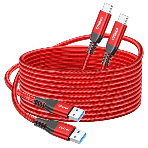 LDLrui USB C Data Cable 10Gbps, 10ft, 2-Pack, Red, Braided - size: 10ft