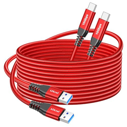 LDLrui USB C Data Cable 10Gbps, 10ft, 2-Pack, Red, Braided - size: 10ft