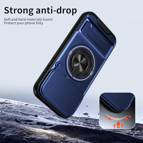 Dssairo for iPhone 17 Pro Max case with 360°Rotation Magnetic Ring Compatible with MagSafe Slide Camera Cover Foldable Stand Military-Grade Shockproof Protective case (Blue, iPhone 17 Pro Max) - color: Blue, size: iPhone 17 Pro Max
