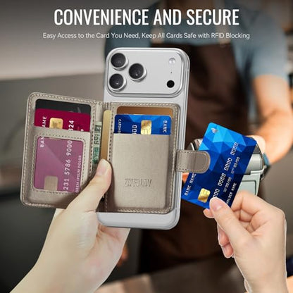 for Magsafe Magnetic Phone Wallet Card Holder, Elegant Titanium - color: Elegant Titanium